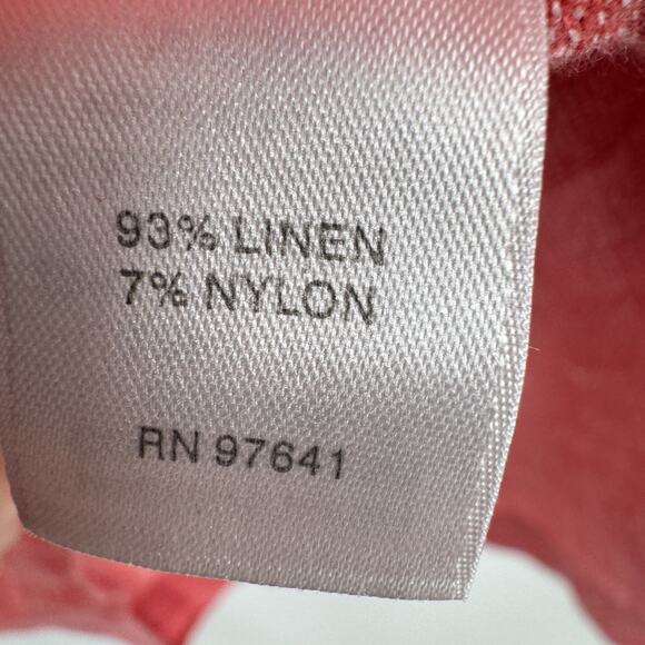J. Jill Love Linen Peplum Blouse Top Sz M Pink Relaxed Lagenlook Beachy Casual - Picture 6 of 9